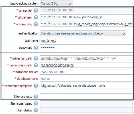 integration bugs mantis sql