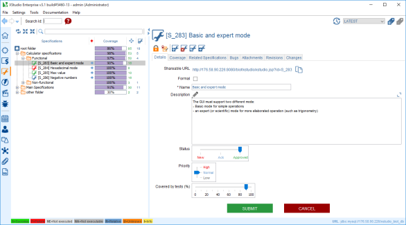 Specification Coverage By test